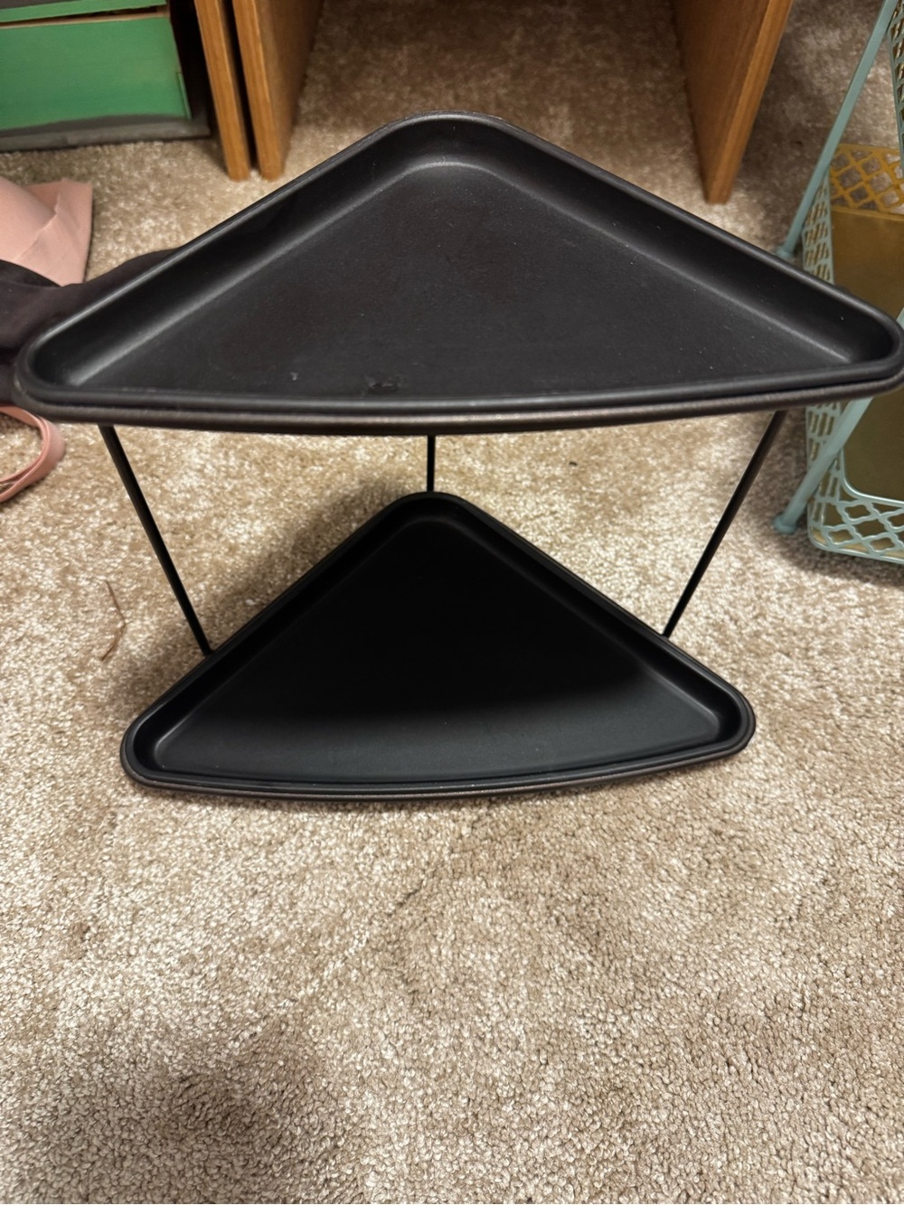 Black Two-Tier Corner Shelf